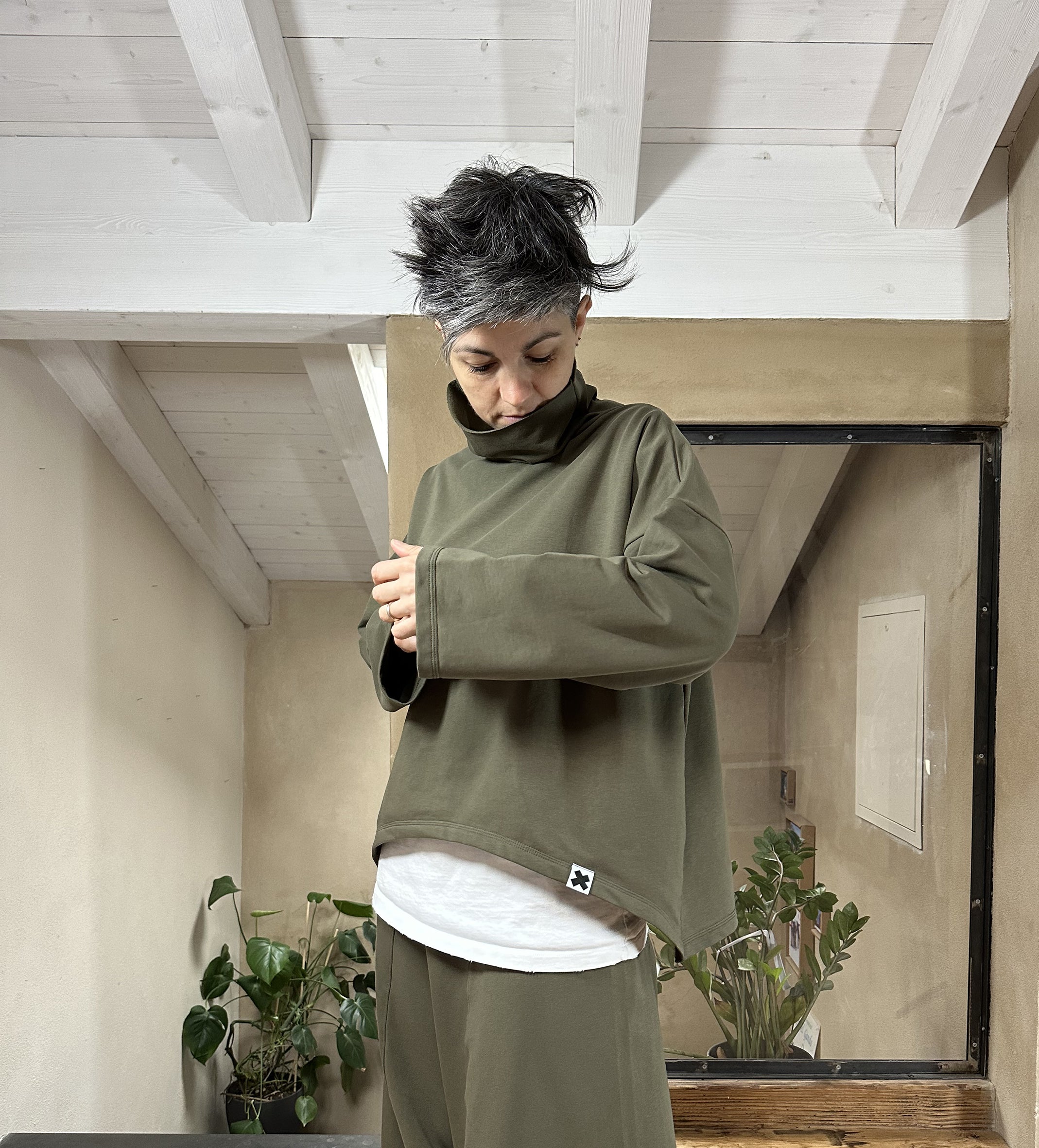 Felpa Asimmetrica Cotone Felpato