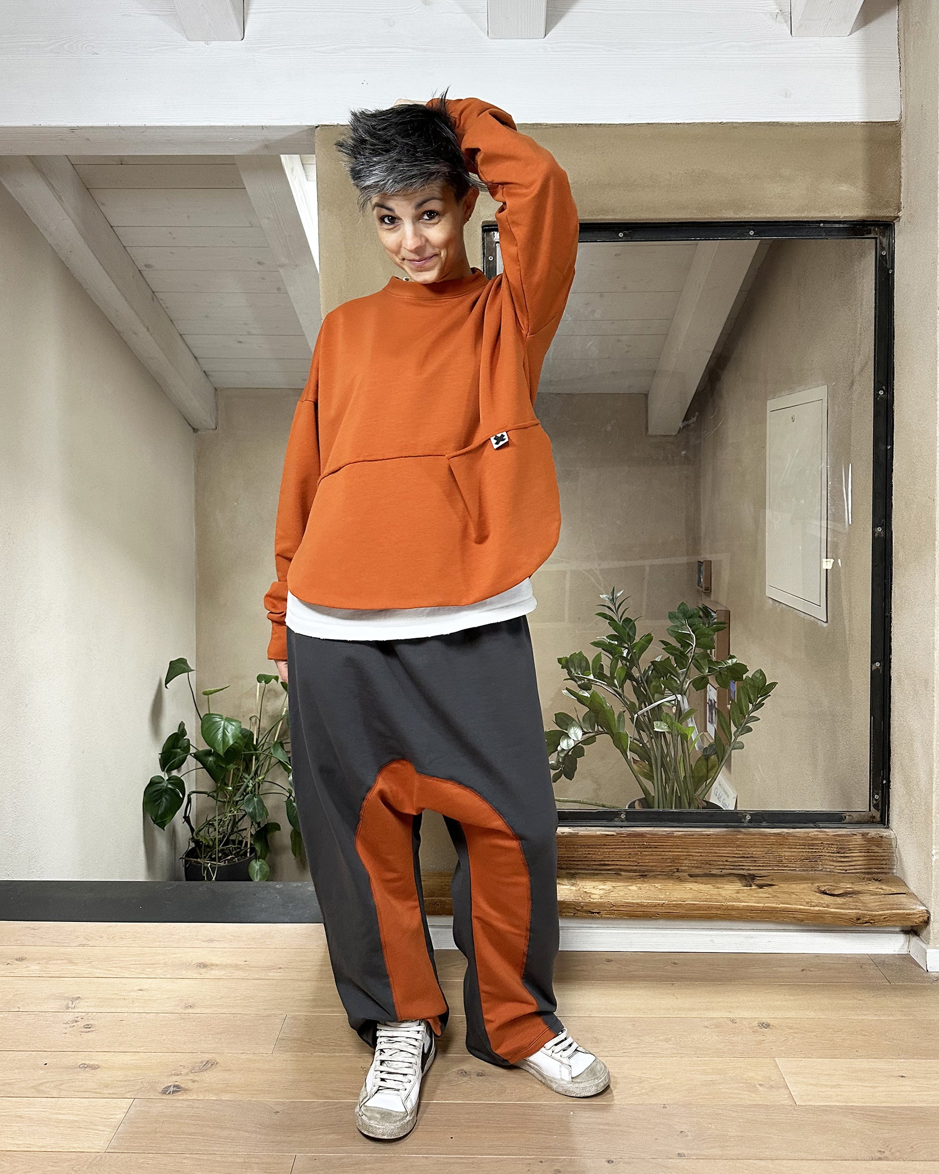 Panta Bicolor Cotone Felpato