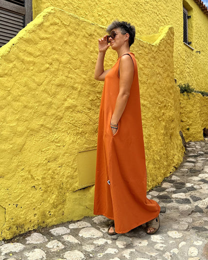 Abito lungo cotone Jersey con tasche