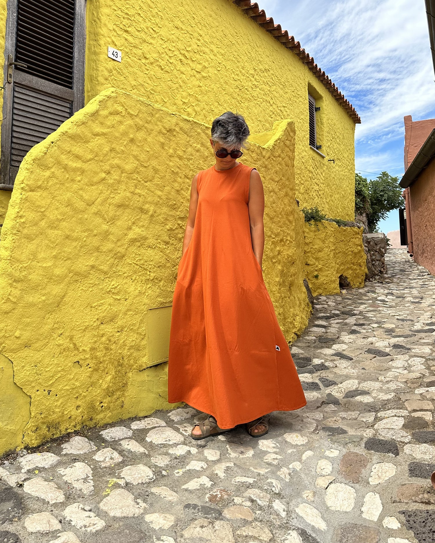 Abito lungo cotone Jersey con tasche