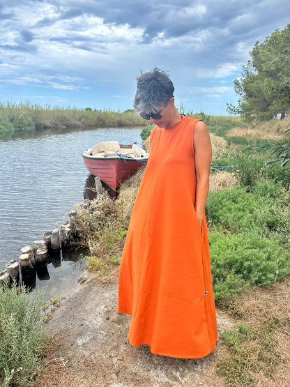 Abito lungo cotone Jersey con tasche