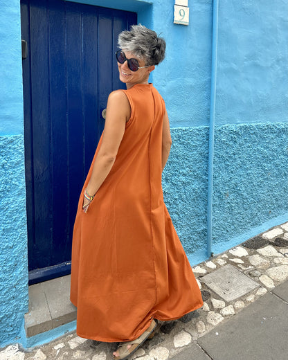 Abito lungo cotone Jersey con tasche