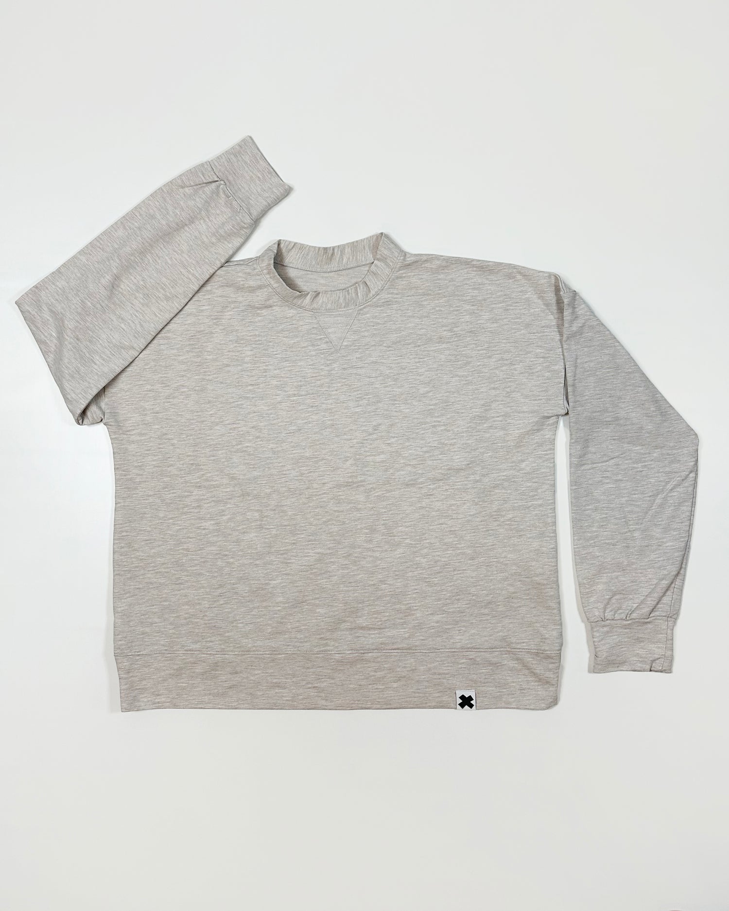 Felpa girocollo cotone handmade, tessuto di qualità