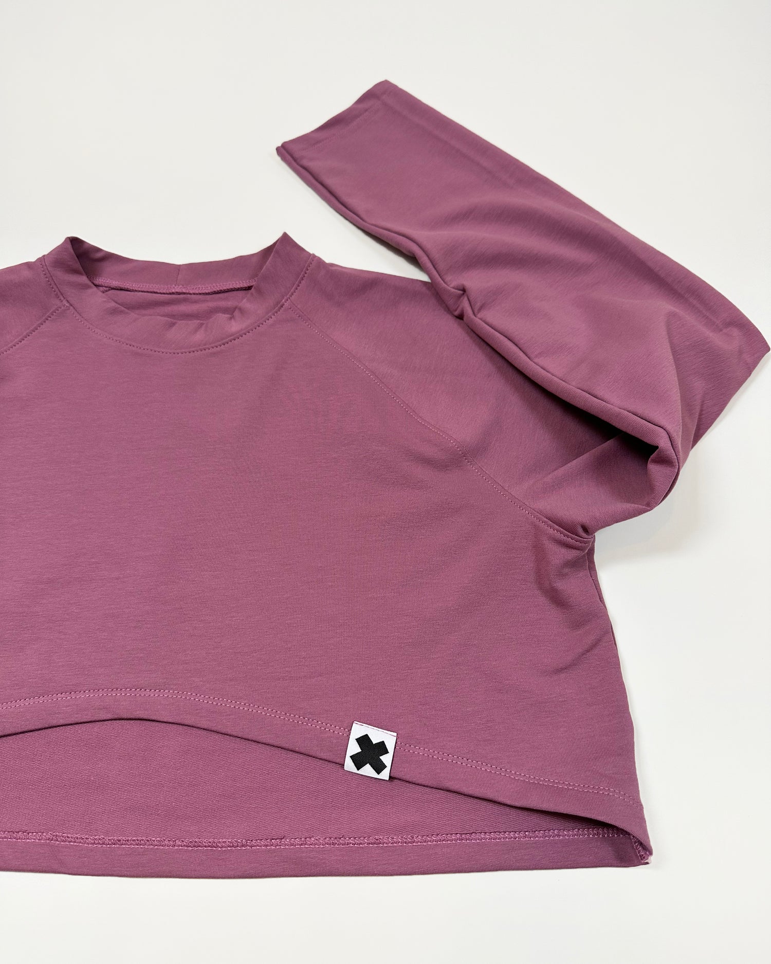 Felpa cropped cotone French Terry, handmade, tessuto di qualità