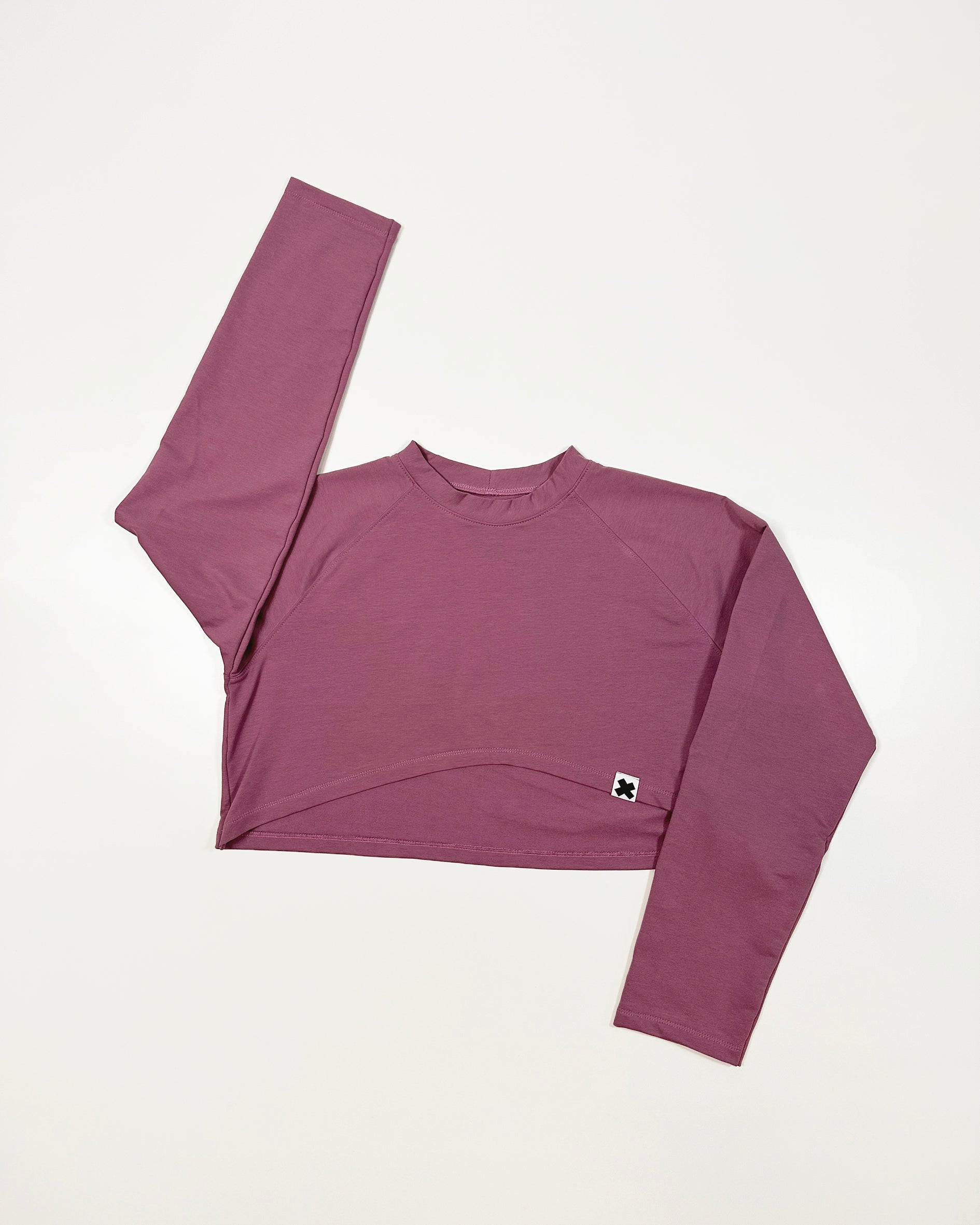 Felpa cropped cotone French Terry, handmade, tessuto di qualità