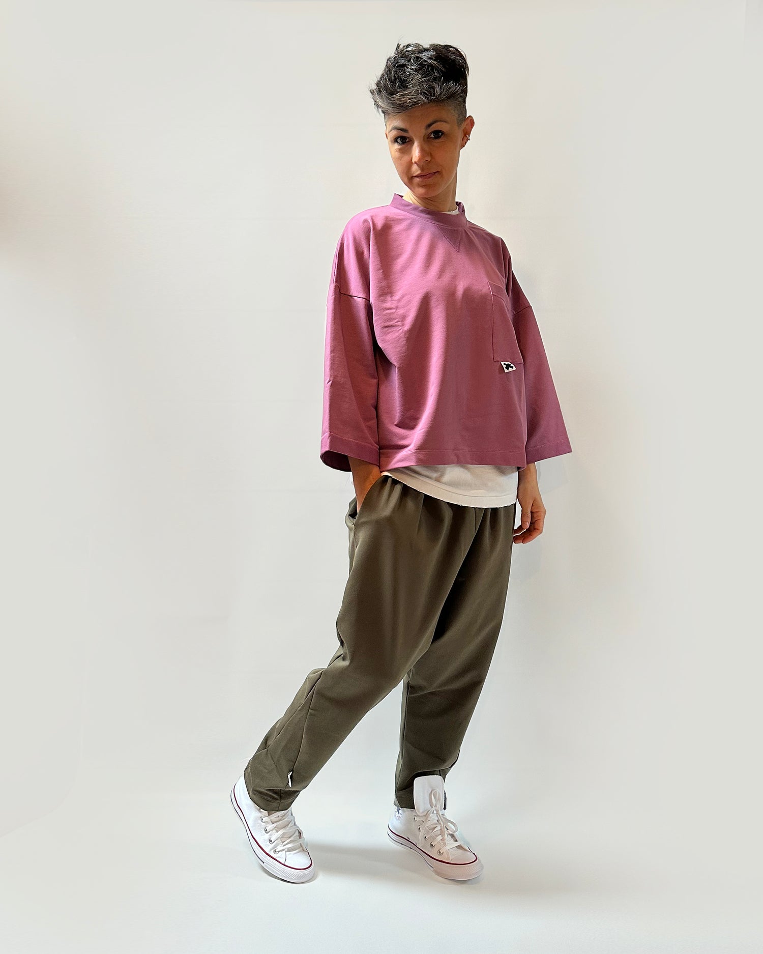 Pantalone della Tuta, elastico in vita, due tasche, morbido, tessuto di qualità, handmade