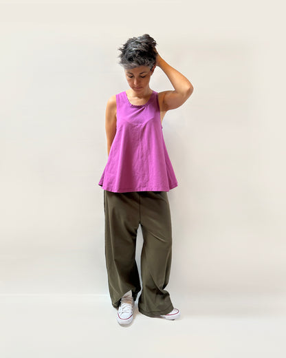 Pantalone Palazzo cotoneJersey leggero, elastico in vita, Handmade