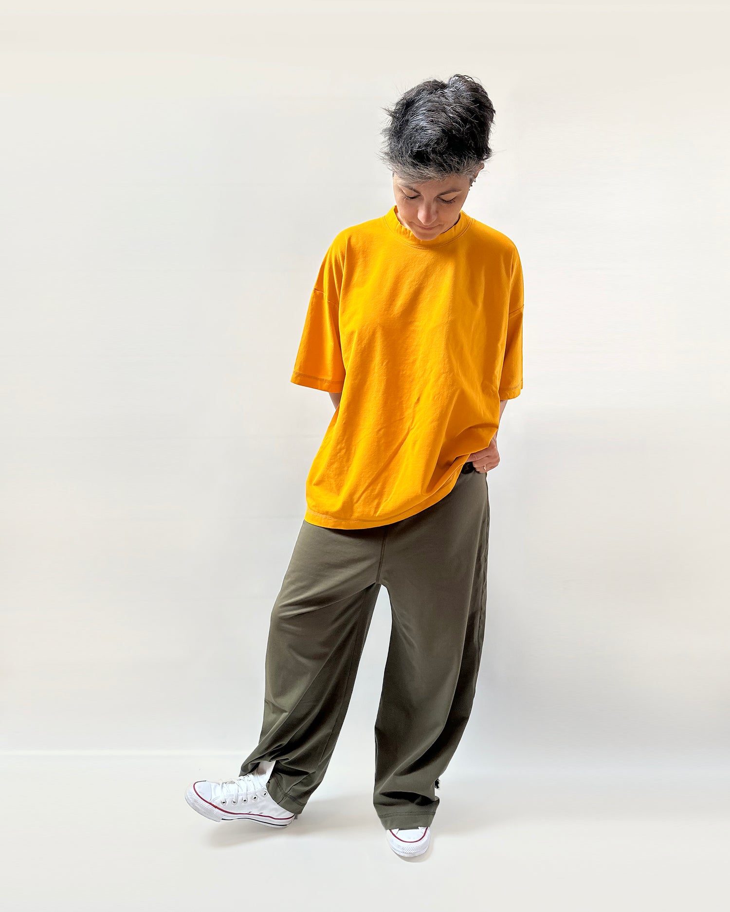 Pantalone Palazzo cotoneJersey leggero, elastico in vita, Handmade