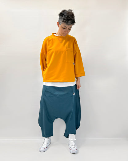 Pantalone della tuta oversize, taglio al vivo, handmade, cotone di qualità