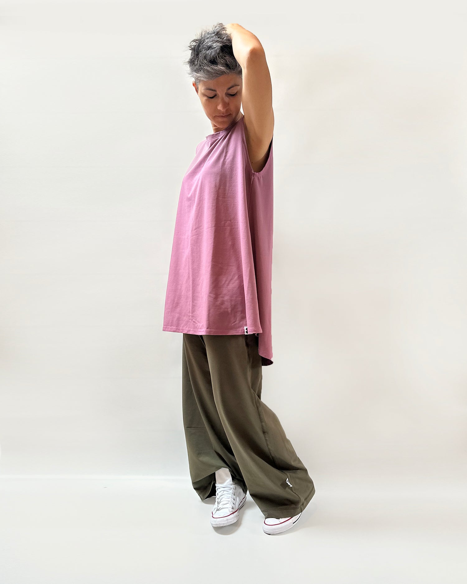 Canottiera lunga dietro cotone jersey oversize