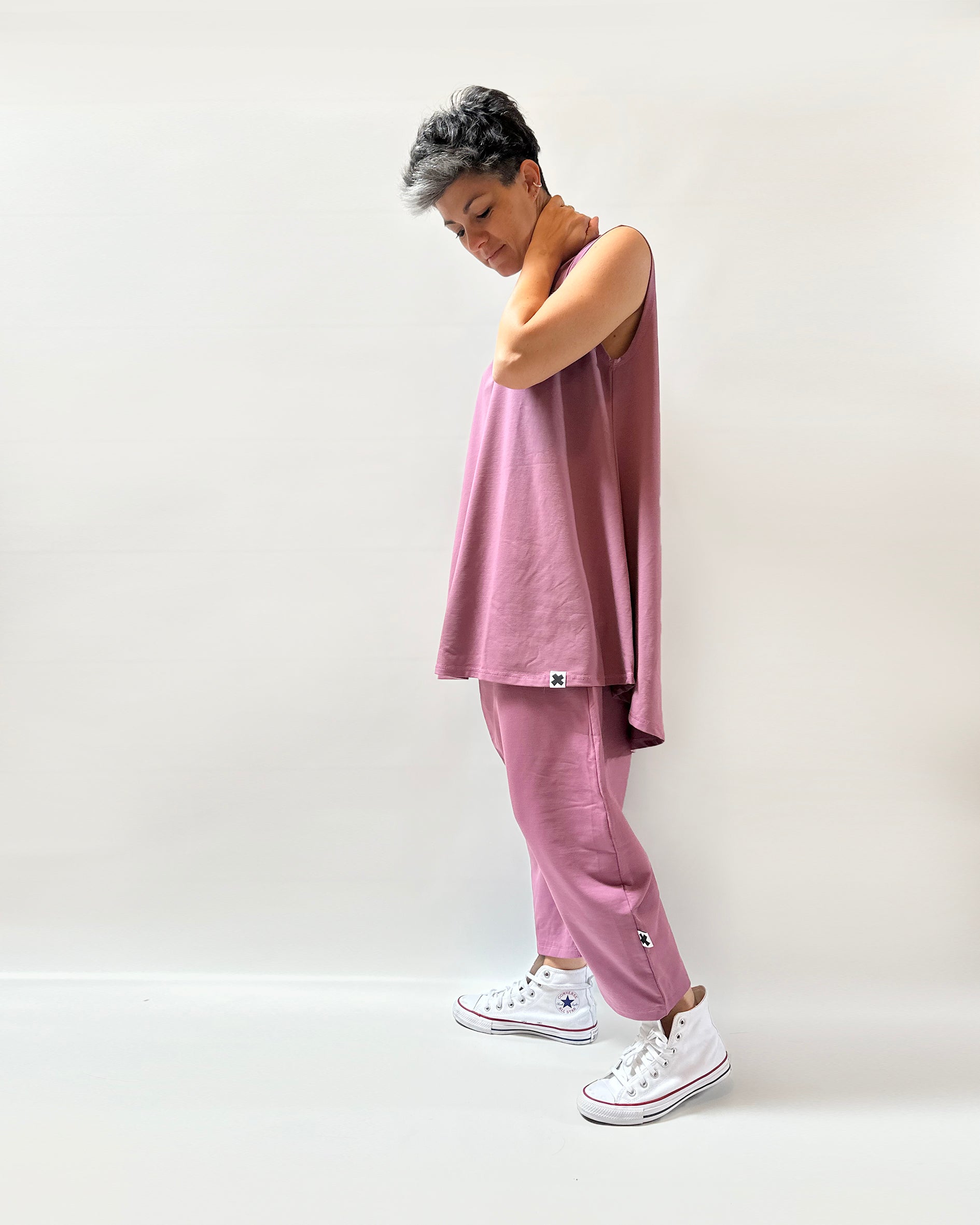 Canottiera lunga dietro cotone jersey oversize