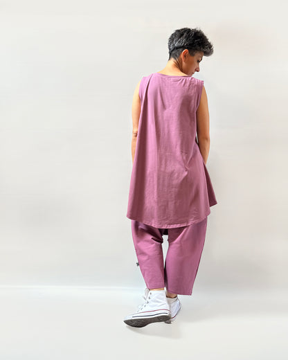 Canottiera lunga dietro cotone jersey oversize