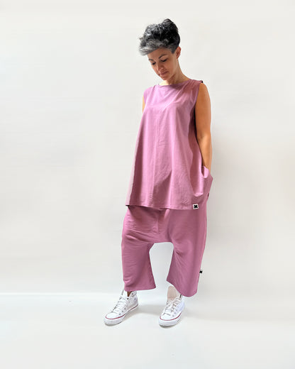 Canottiera lunga dietro cotone jersey oversize