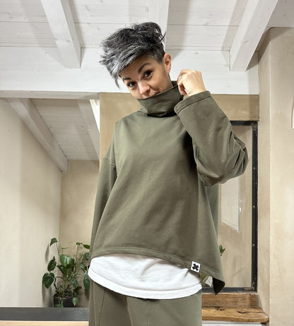 Felpa Asimmetrica Cotone Felpato