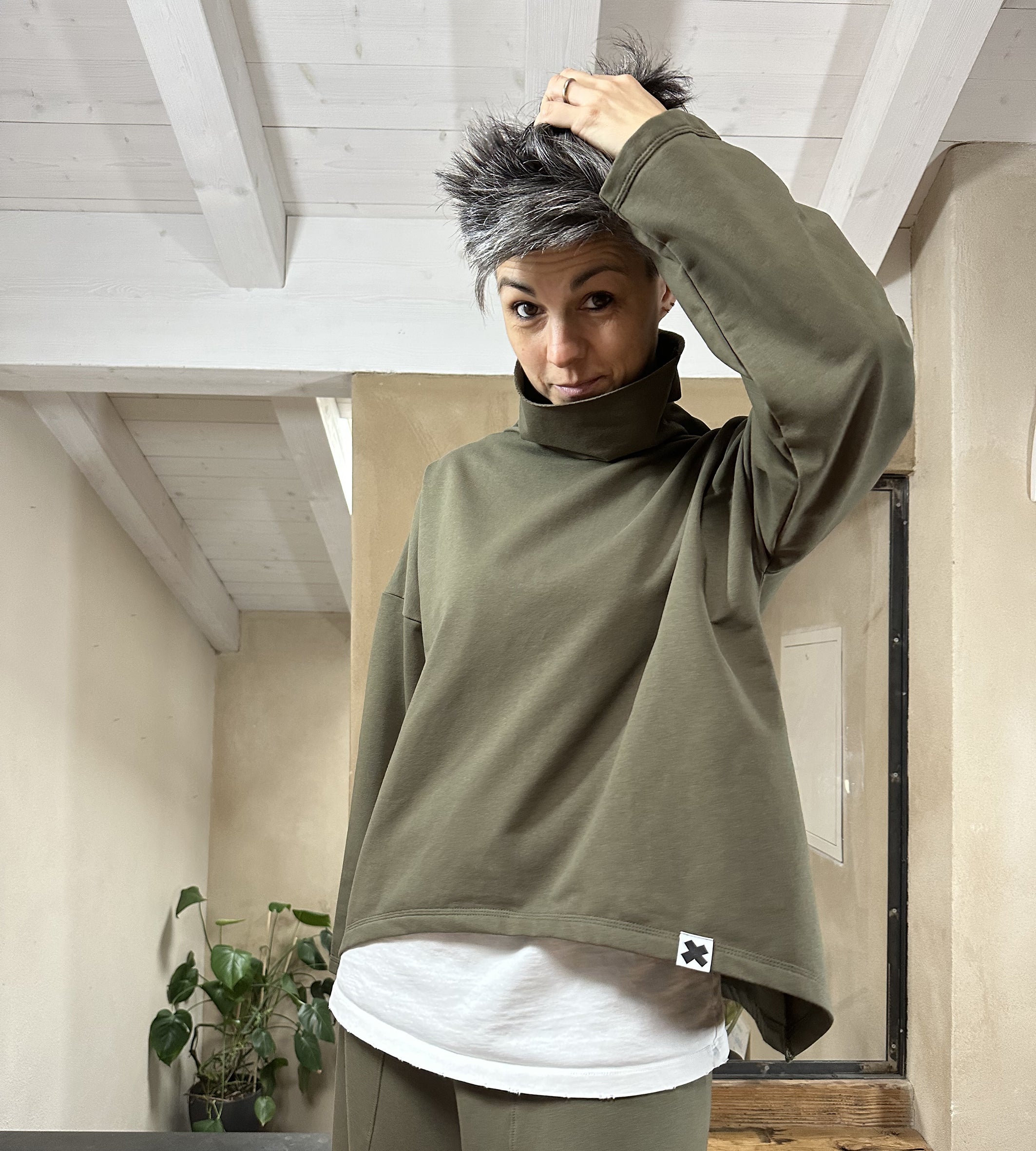 Felpa Asimmetrica Cotone Felpato