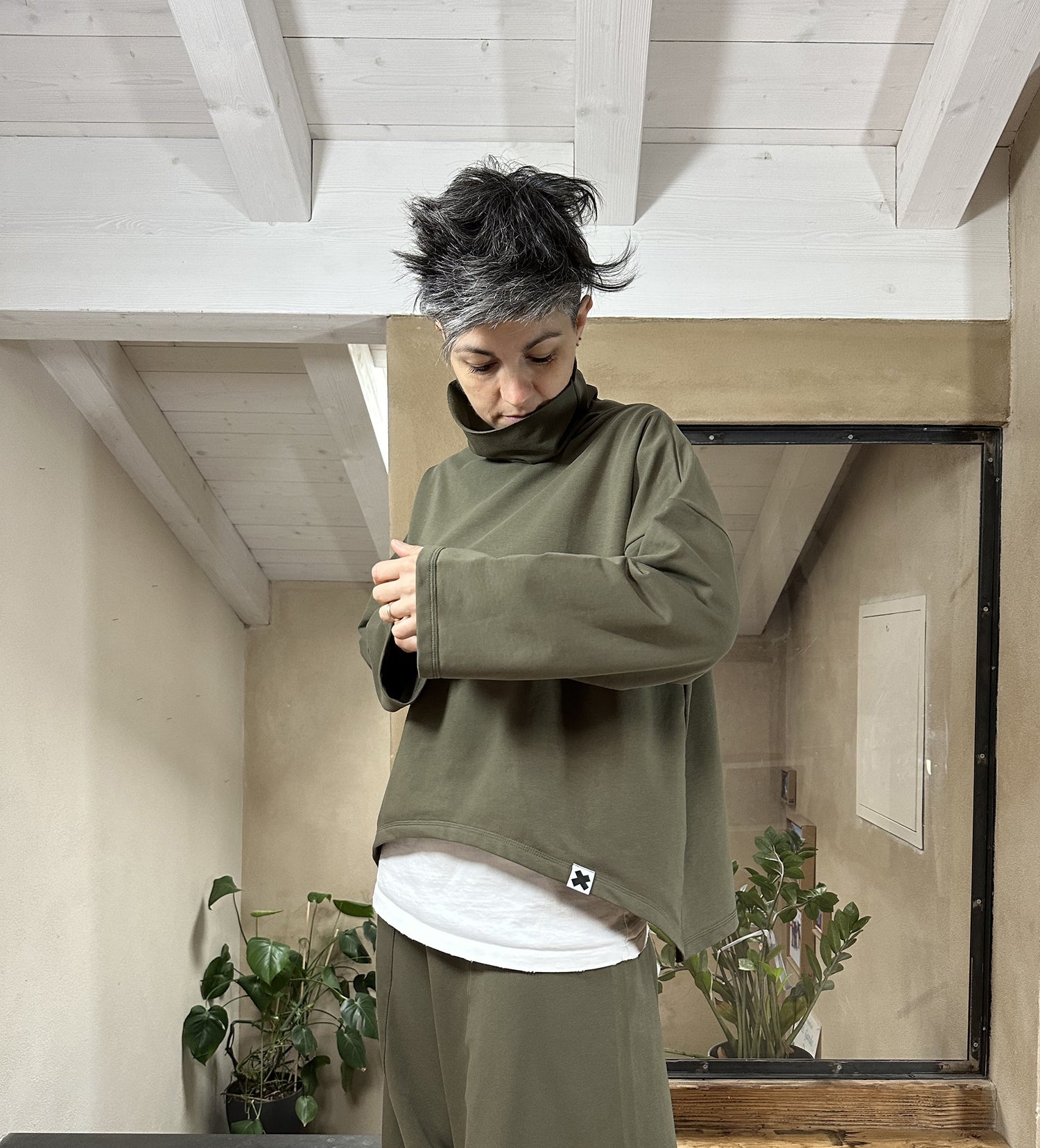 Felpa Asimmetrica Cotone Felpato